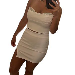 ZARA SHIMMERY CROP TOP WHITE